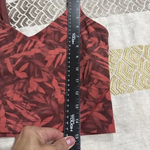 (B3)Lululemon Align Tank Cropped Top Sz 6 Built-in-Bra Spray Leaf Firrside Red - Picture 10 of 11